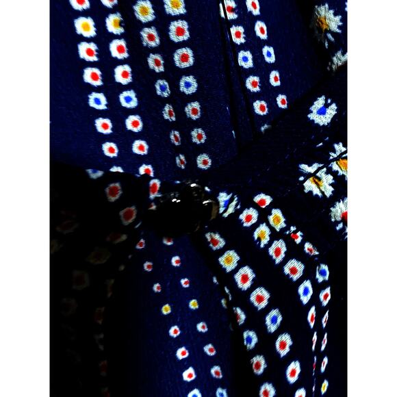 Talbots Blue Floral Blouse Top XS Keyhole Neck Coastal Nautical Career Abstract - Picture 6 of 7